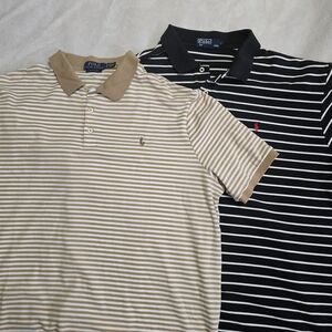 Ralph Lauren Striped Polo Shirts - Tan and Black